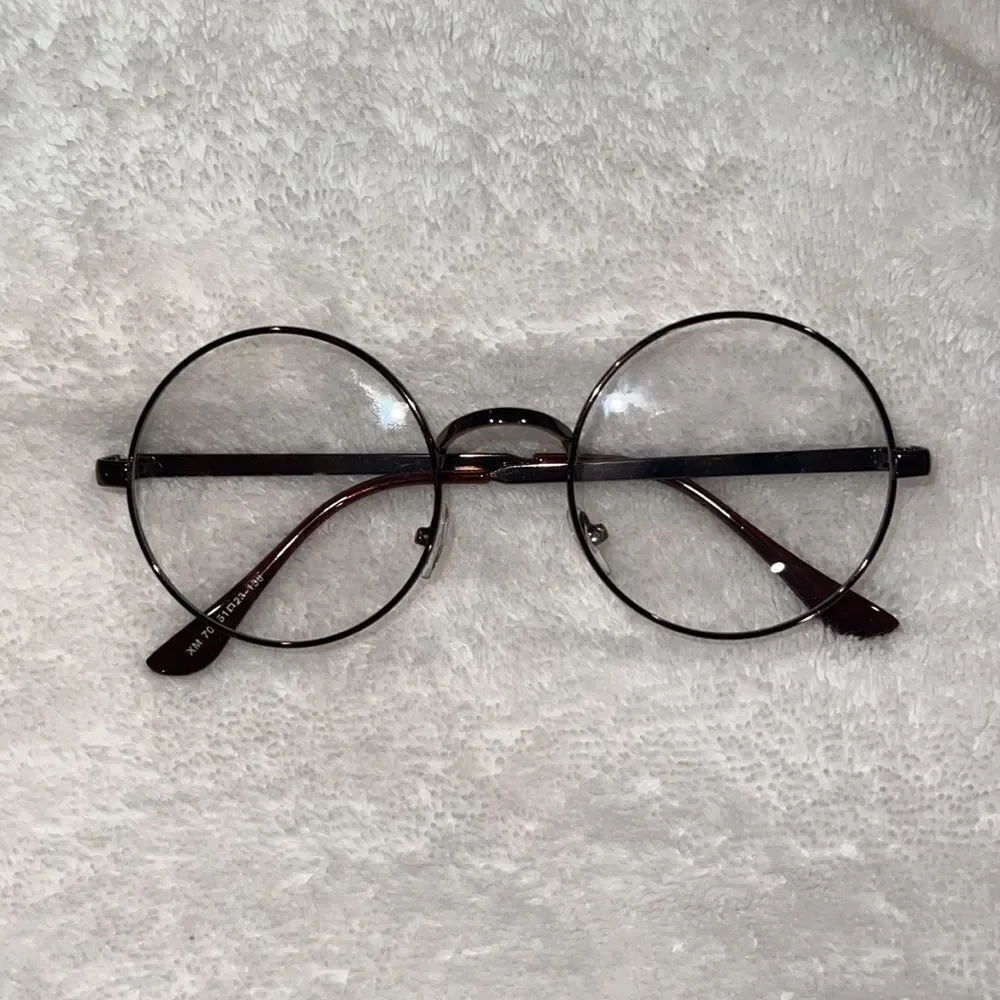 Three pair bundle clear lense glasses gold brown and silver